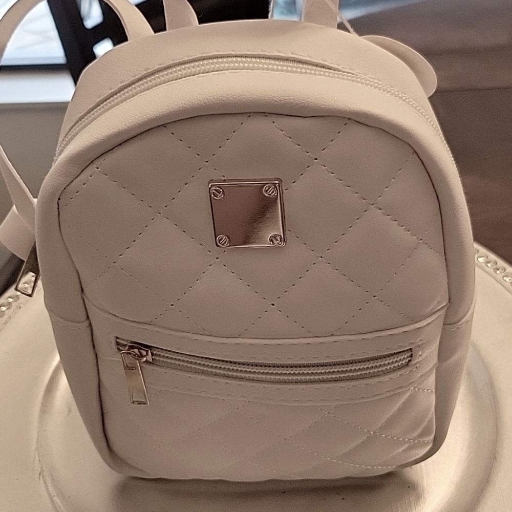 Little white cross body bag with handle.8"W x 7"H